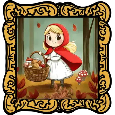 Little Red Riding Hood audio cover with a silhouette of Little Red Riding Hood and the wolf.