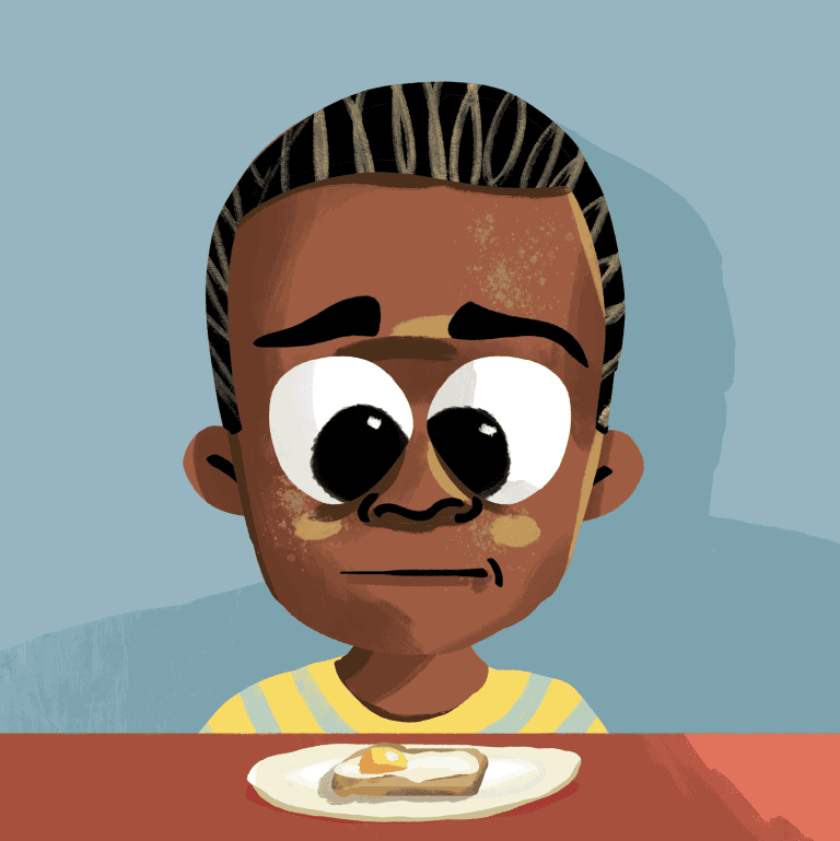 How do you want your eggs? I like fried eggs, but... Luzuka looking at a fried egg on toast.