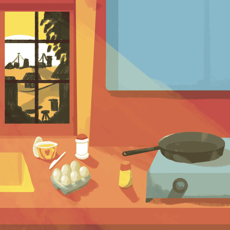 Luzuka goes into the kitchen in How Do you want your eggs, a Book Dash story