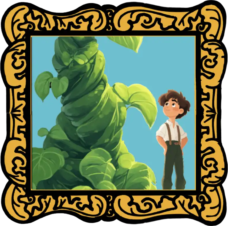 A pair of headphones over an illustration of the beanstalk.