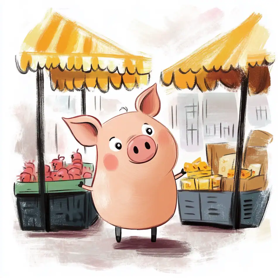 This little piggy went to market illustration