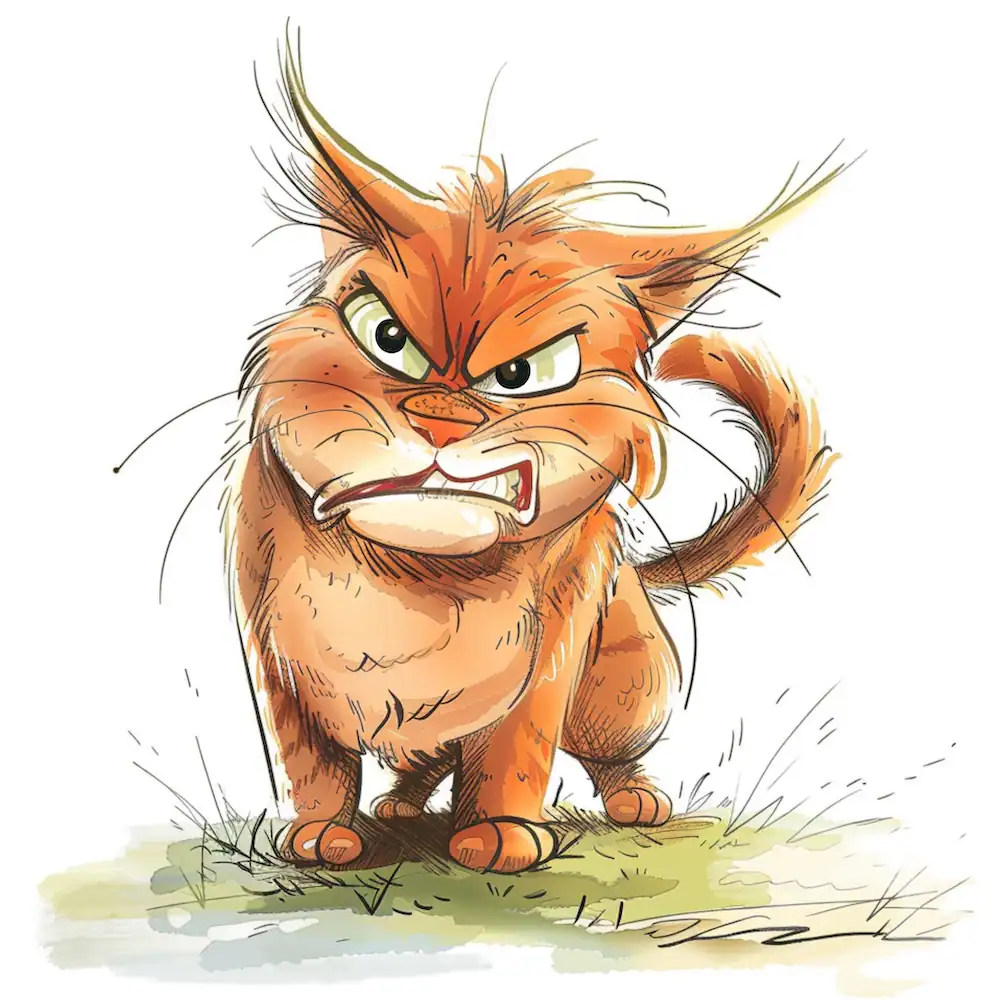 Angry orange cat baring its teeth