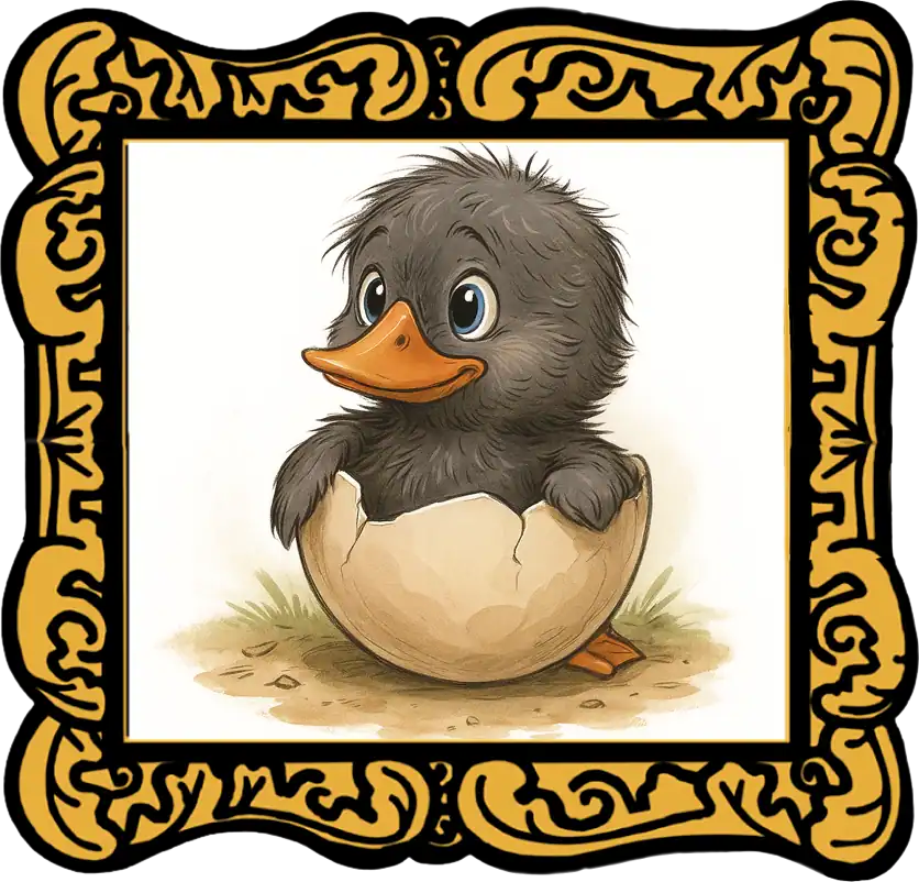 The ugly duckling looking hopeful near a pond