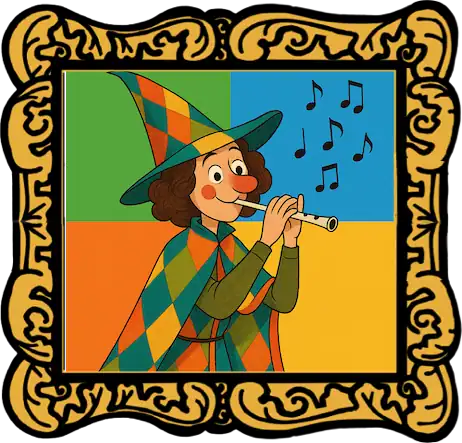 Audiobook cover showing the Piper playing his flute to rats