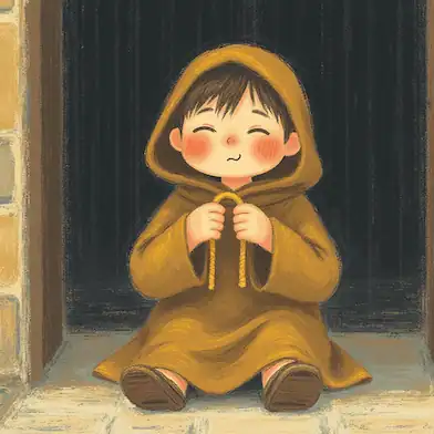 young monk praying