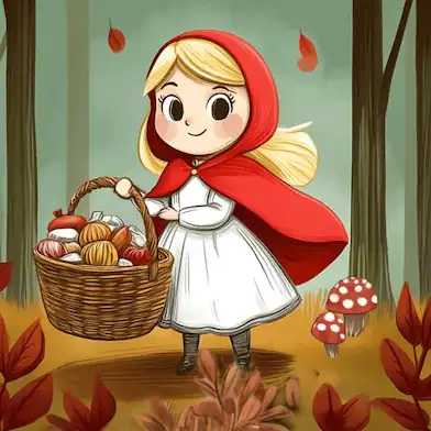 Little Red Riding Hood in the enchanted forest.