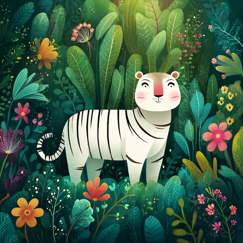 horangi - Korean White Tiger standing in a forest