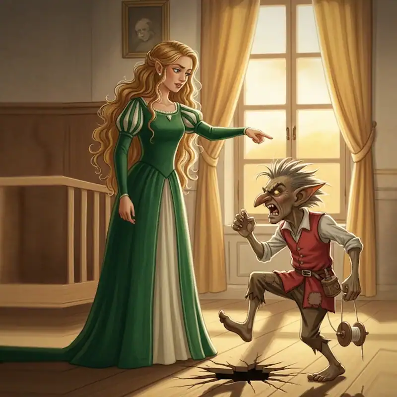 Queen Elisa reveals Rumpelstiltskin’s name before sunset.