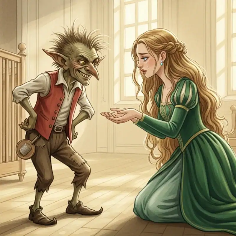 Rumpelstiltskin returns to claim the Queen’s promised child.