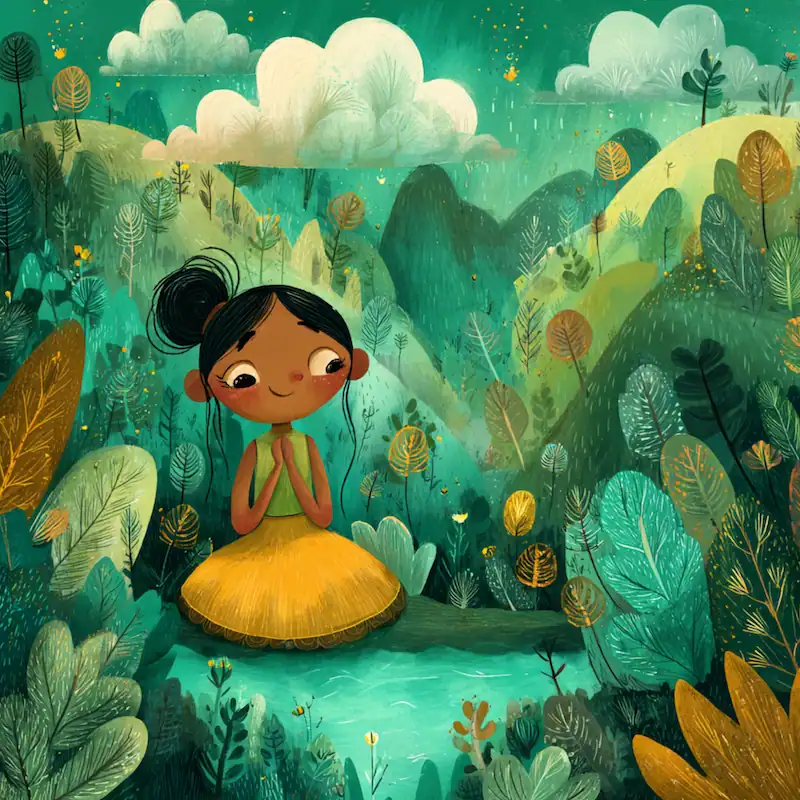 Ana kneels by the water and prays to Maria Makiling during the drought