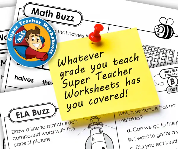 Super Teacher Worksheets printable activities resource for teachers and parents