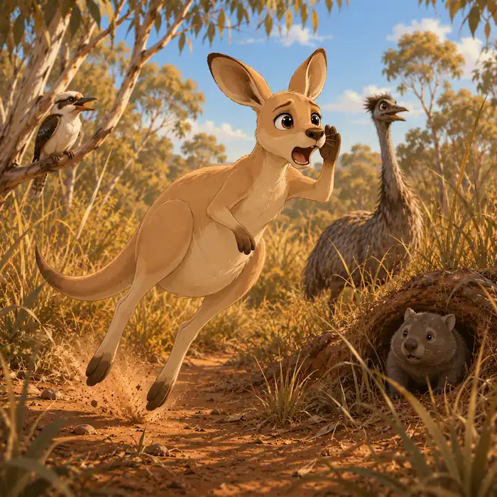 Kangaroo searching for Joey in the Australian bush