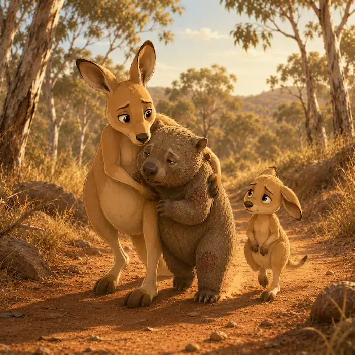 The wise spirit of the bush rewarding Kangaroo for her kindness