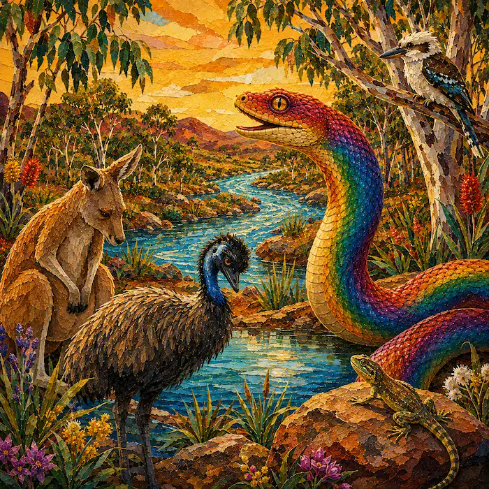 Frogs leap and birds fly as the land becomes full of sound