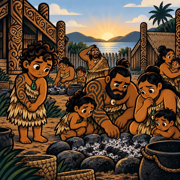 Families find the cooking fires cold after the embers have gone out