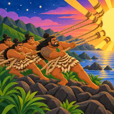Māui and the Sun in a child-friendly Kooky Kids World story cover