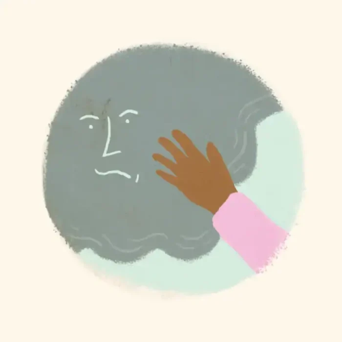 Mama tried again and Grumpy Cloud smiled slightly, but Grumpy Cloud stayed.