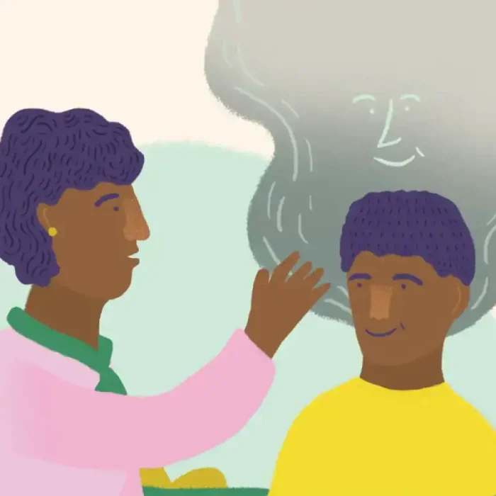 Mama tickled Grumpy Cloud one last time. A giggle came out and Grumpy Cloud went away.