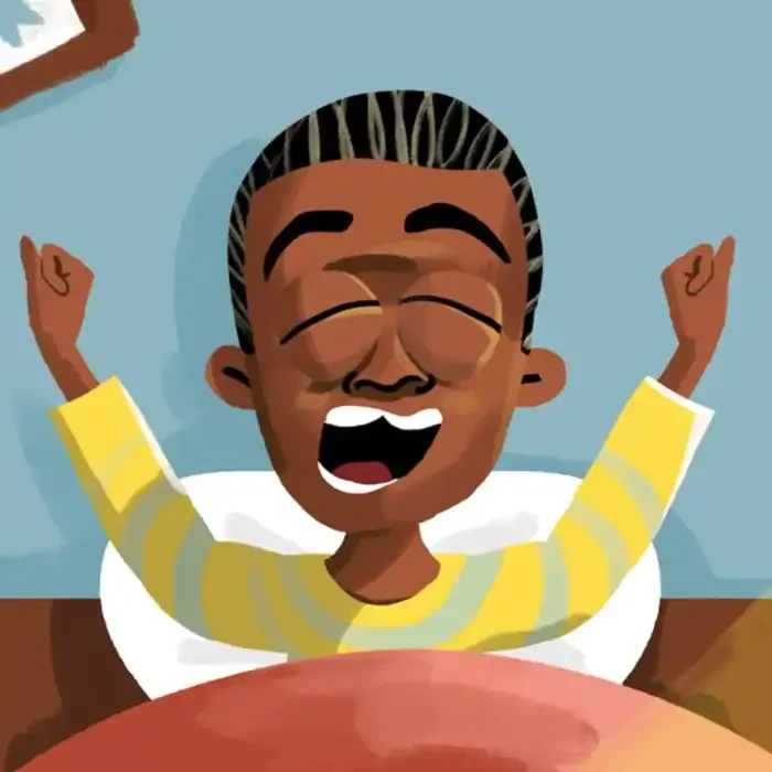 How do you want your Eggs? Luzuka waking up in bed in the morning having a good stretch.