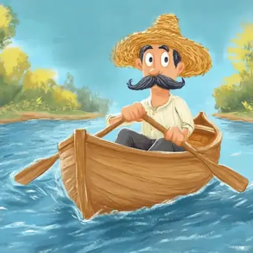 Man rowing his boat 